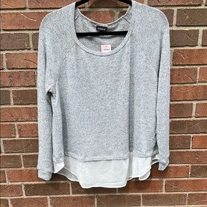 Torrid Heather Gray Sweater with Sheer White Hem